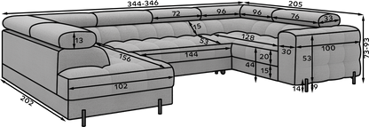 Fectory Sectional Storage Sleeper Chaise Sofa - Beige