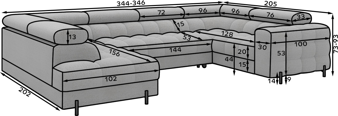 Fectory Sectional Storage Sleeper Chaise Sofa - Blue