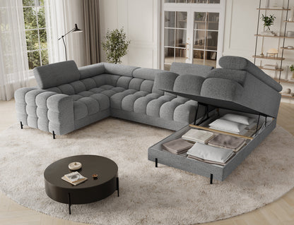 Fectory Sectional Storage Sleeper Chaise Sofa - Grey
