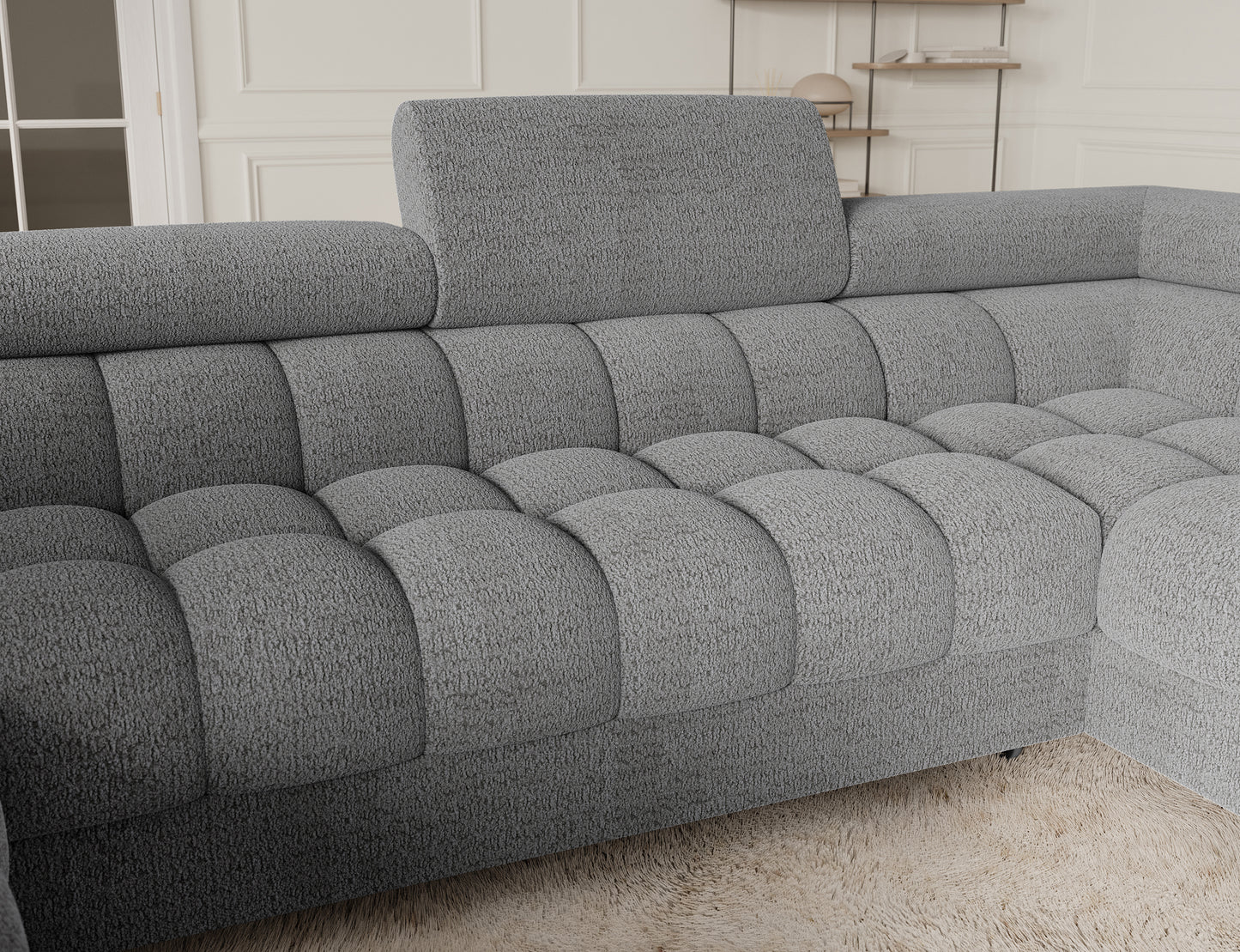 Fectory Sectional Storage Sleeper Chaise Sofa - Grey