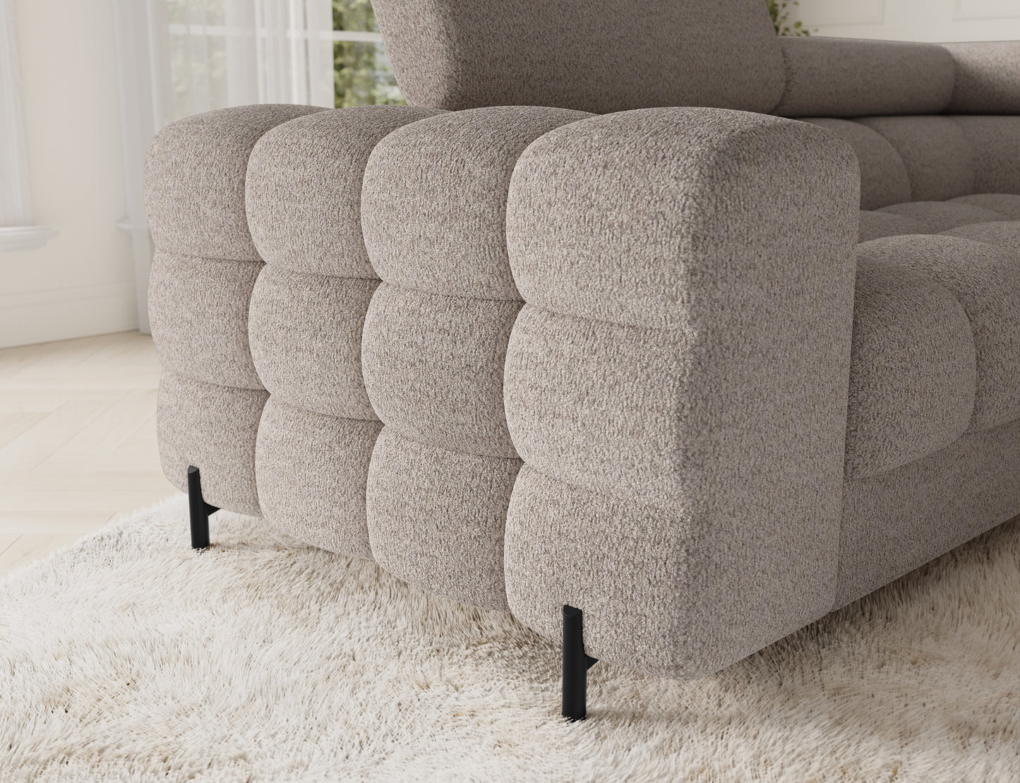 Fectory Sectional Storage Sleeper Chaise Sofa - Beige