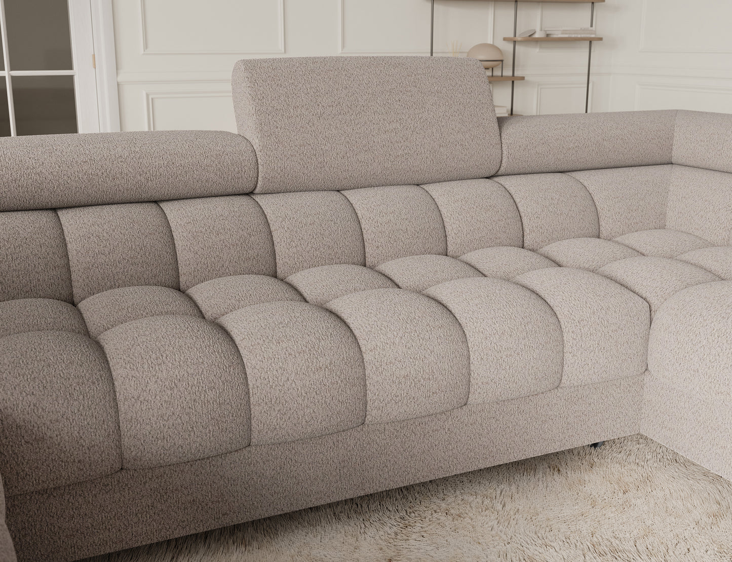 Fectory Sectional Storage Sleeper Chaise Sofa - Beige