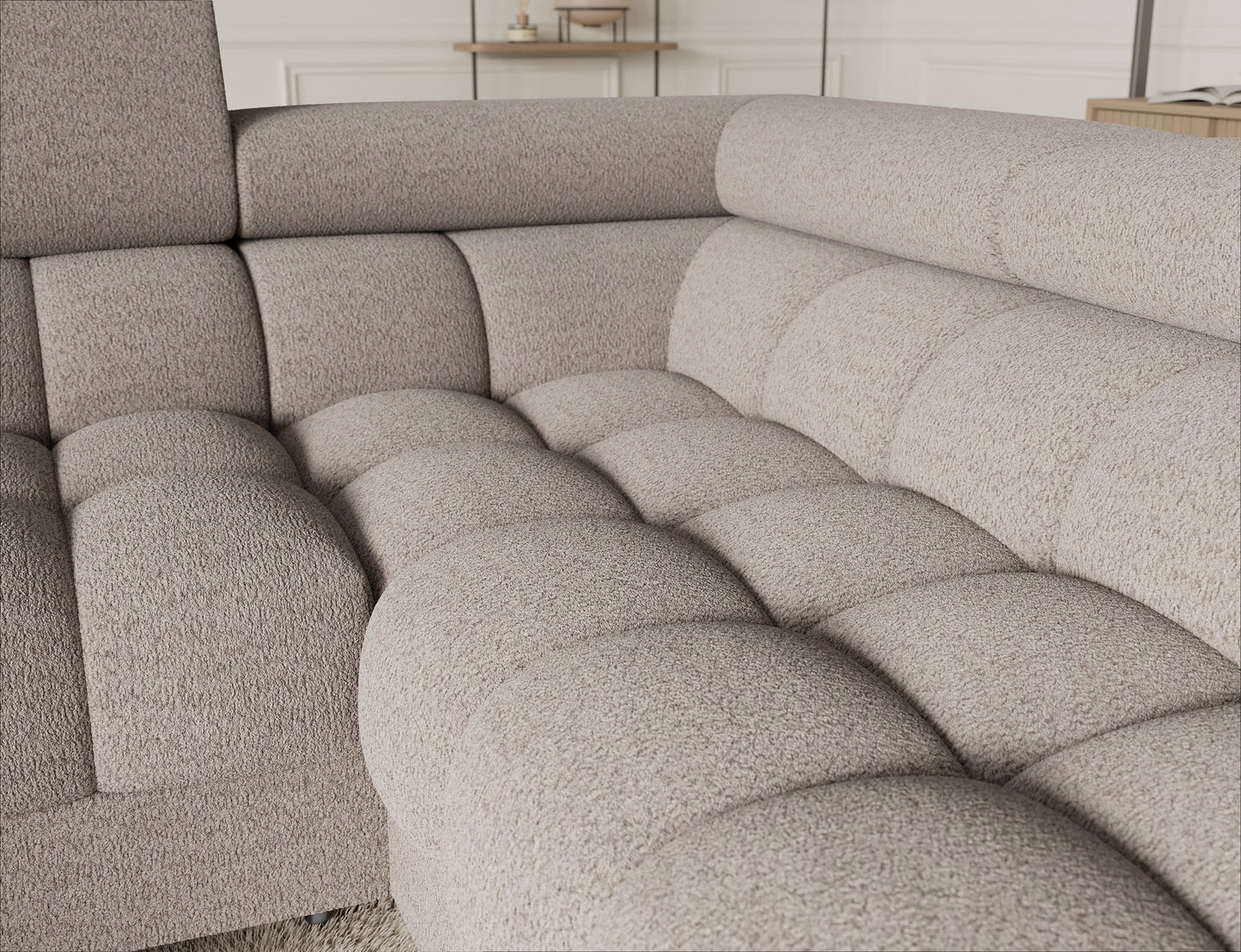 Fectory Sectional Storage Sleeper Chaise Sofa - Beige