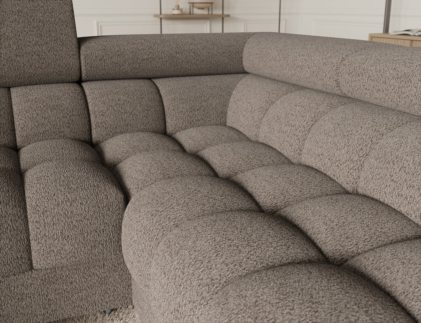 Fectory Sectional Storage Sleeper Chaise Sofa - Taupe