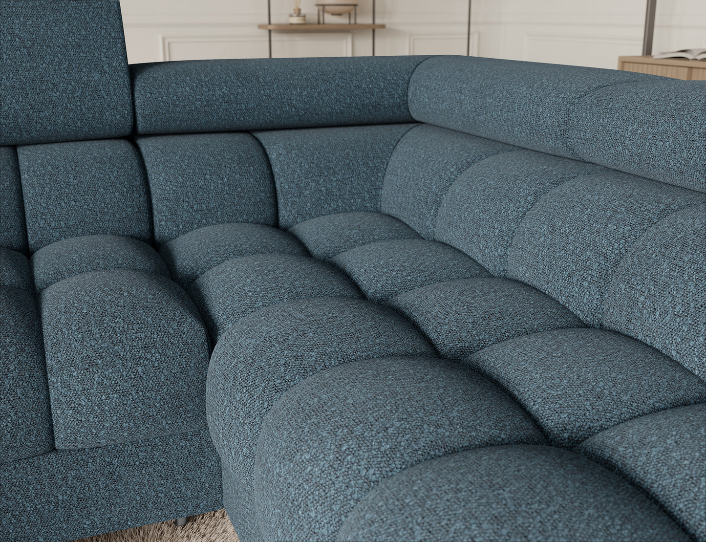 Fectory Sectional Storage Sleeper Chaise Sofa - Blue