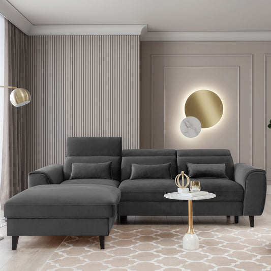 Foble Sectional Storage Sleeper Chaise Sofa - Dark Grey