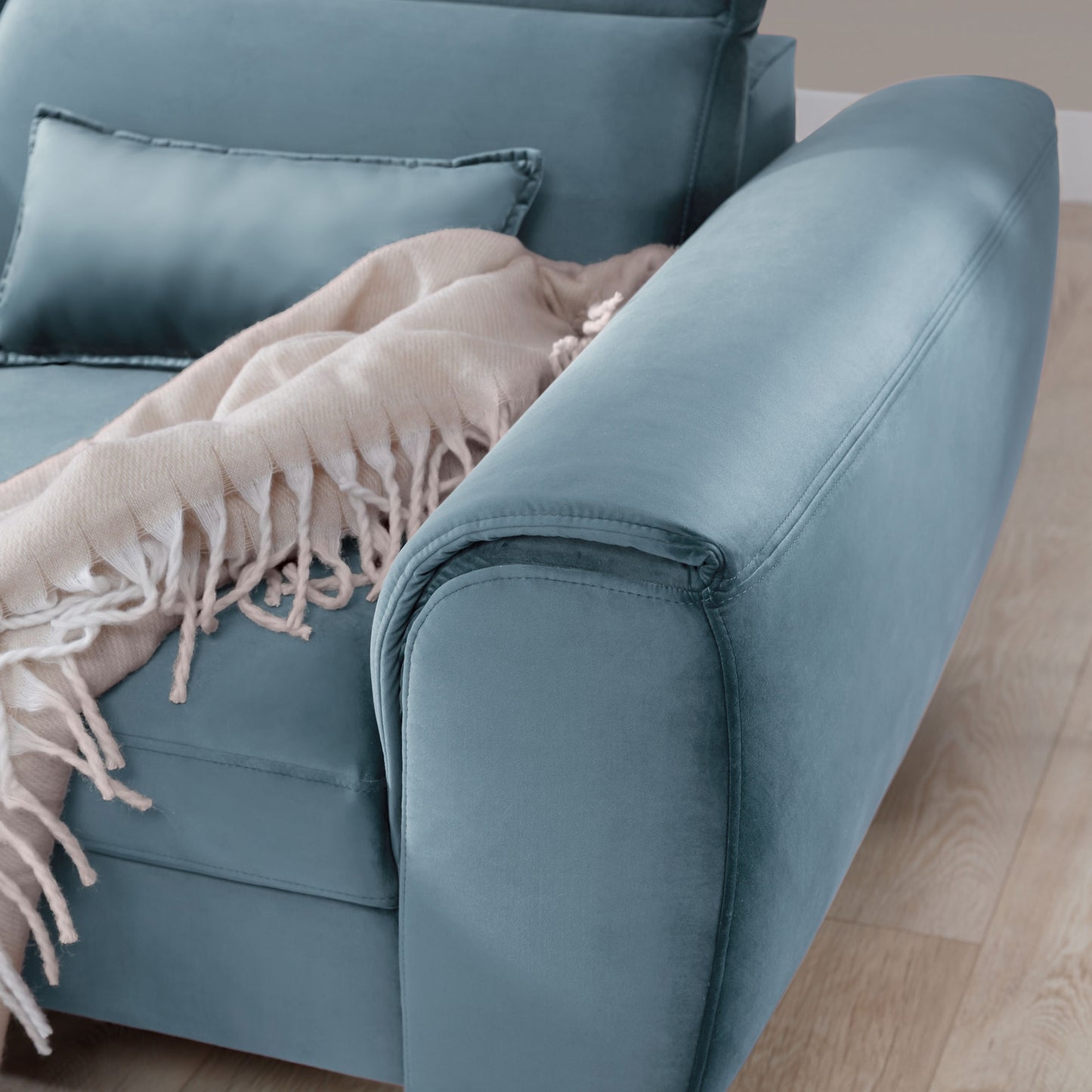 Foble Sectional Storage Sleeper Chaise Sofa - Aqua Blue