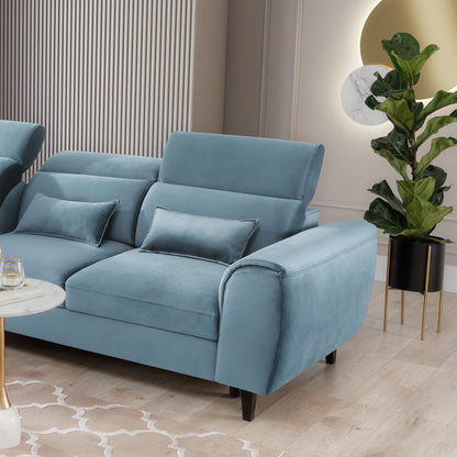 Foble Sectional Storage Sleeper Chaise Sofa - Aqua Blue