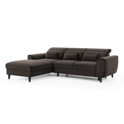 Foble Sectional Storage Sleeper Chaise Sofa - Dark Brown
