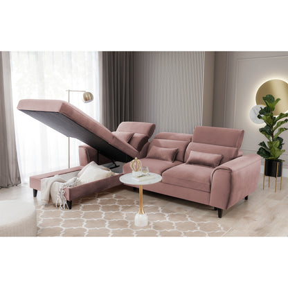 Foble Sectional Storage Sleeper Chaise Sofa - Blush