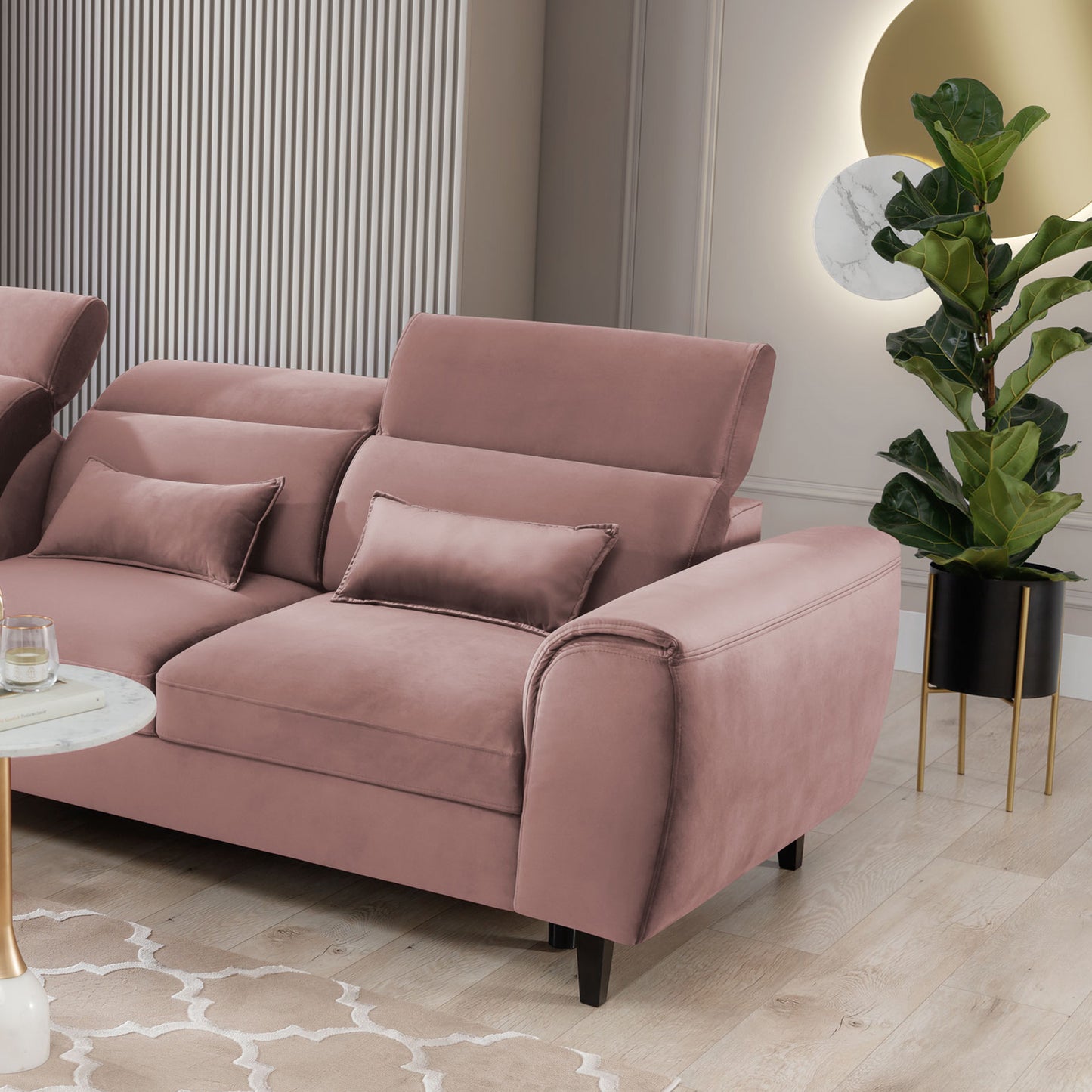 Foble Sectional Storage Sleeper Chaise Sofa - Blush
