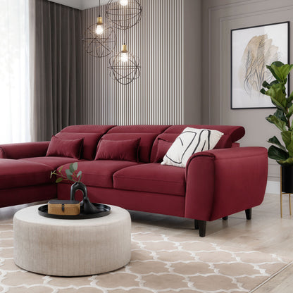 Foble Sectional Storage Sleeper Chaise Sofa - Burgundy