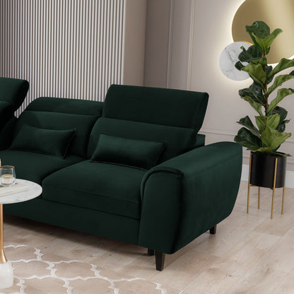 Foble Sectional Storage Sleeper Chaise Sofa - Emerald Green
