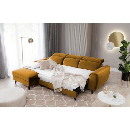 Foble Sectional Storage Sleeper Chaise Sofa - Mustard
