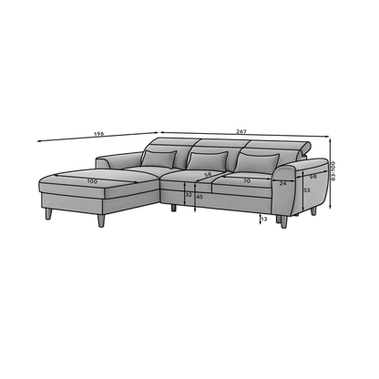 Foble Sectional Storage Sleeper Chaise Sofa - Royal Blue