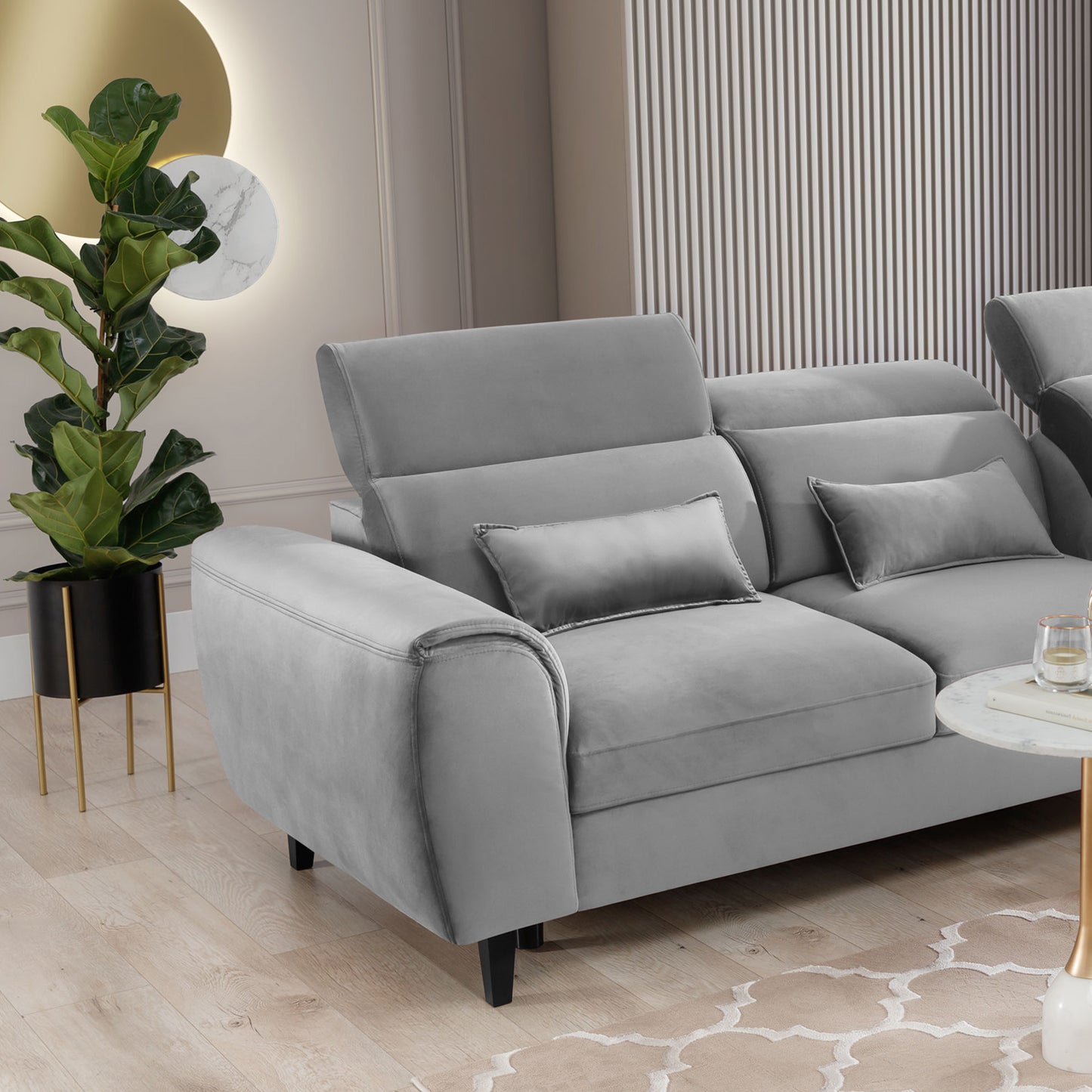 Foble Sectional Storage Sleeper Chaise Sofa - Light Grey