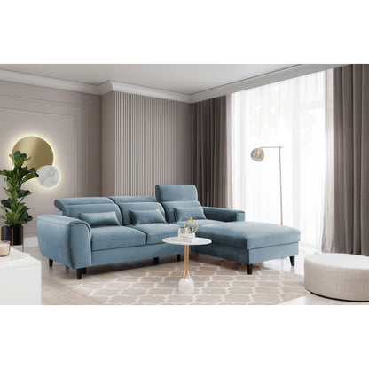 Foble Sectional Storage Sleeper Chaise Sofa - Aqua Blue