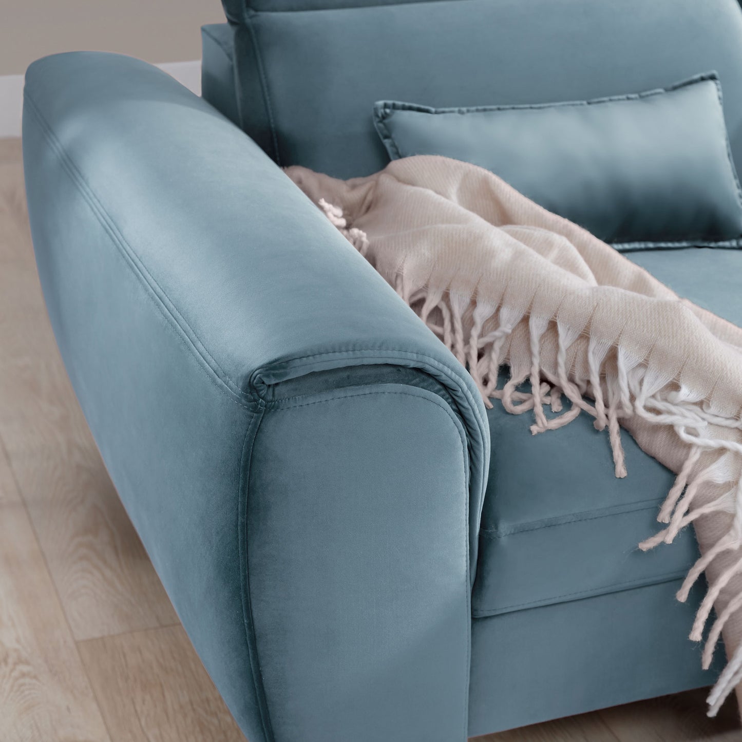 Foble Sectional Storage Sleeper Chaise Sofa - Aqua Blue