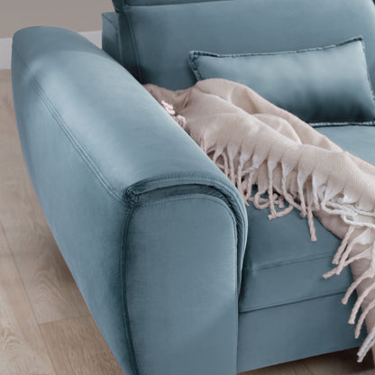 Foble Sectional Storage Sleeper Chaise Sofa - Aqua Blue