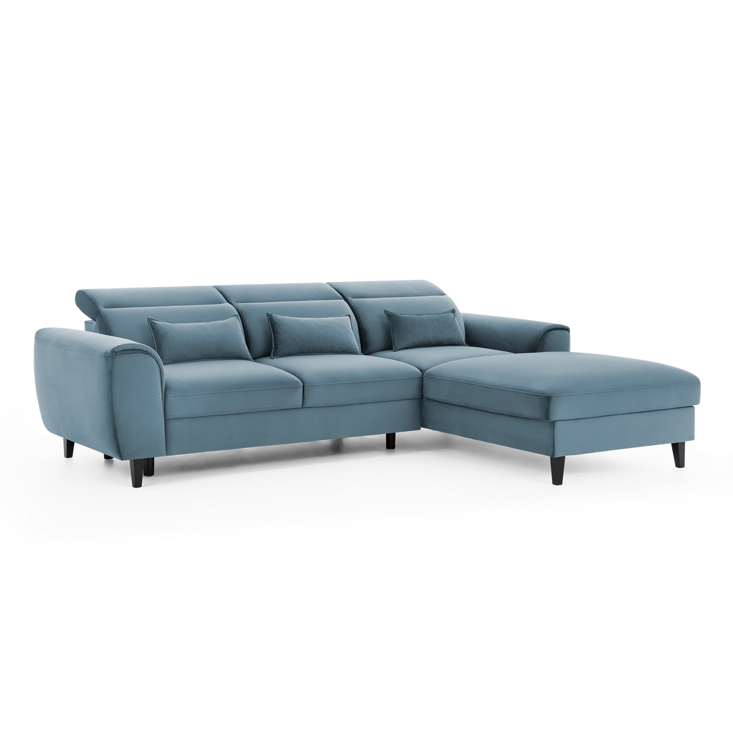 Foble Sectional Storage Sleeper Chaise Sofa - Aqua Blue
