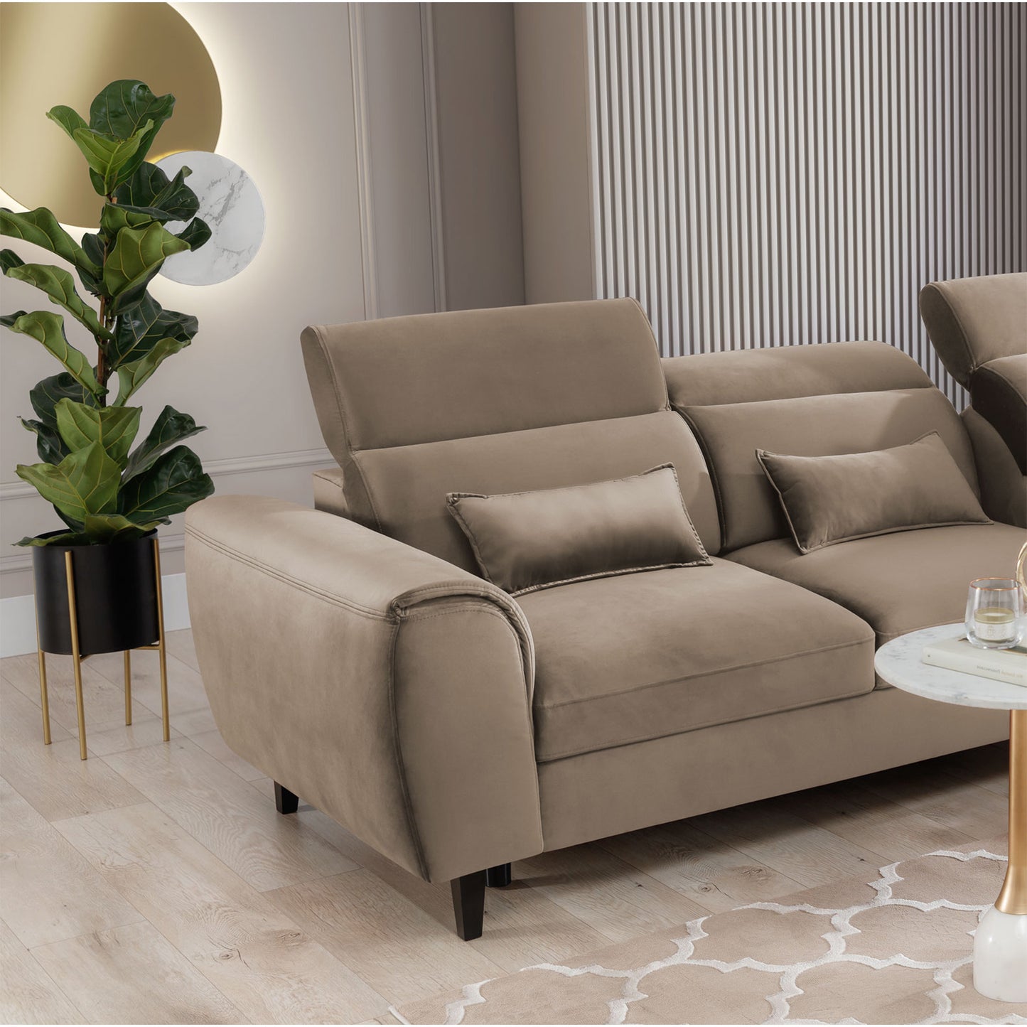Foble Sectional Storage Sleeper Chaise Sofa - Beige