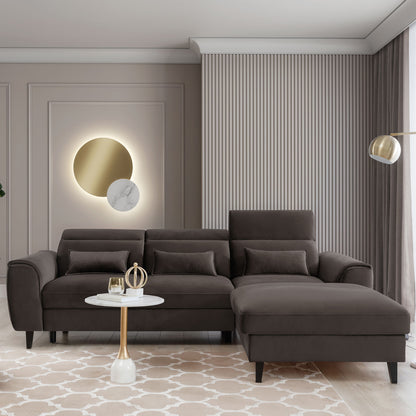 Foble Sectional Storage Sleeper Chaise Sofa - Dark Brown