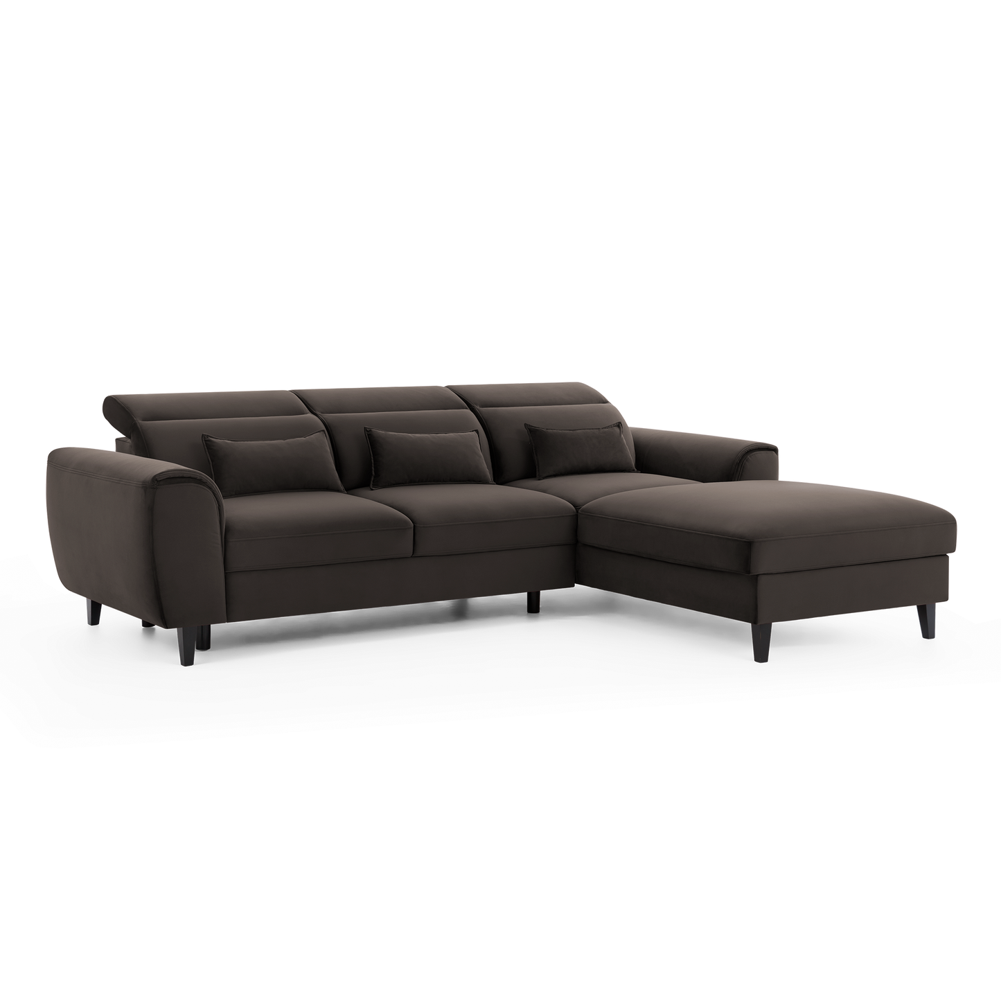 Foble Sectional Storage Sleeper Chaise Sofa - Dark Brown