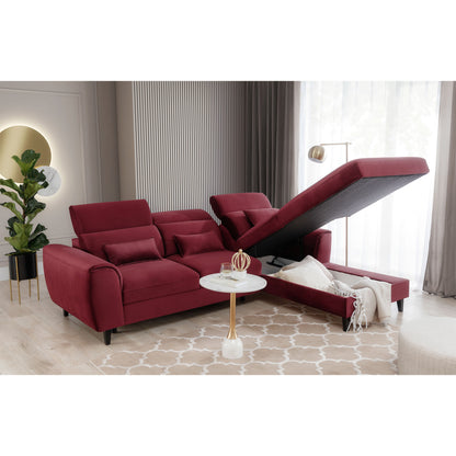 Foble Sectional Storage Sleeper Chaise Sofa - Burgundy