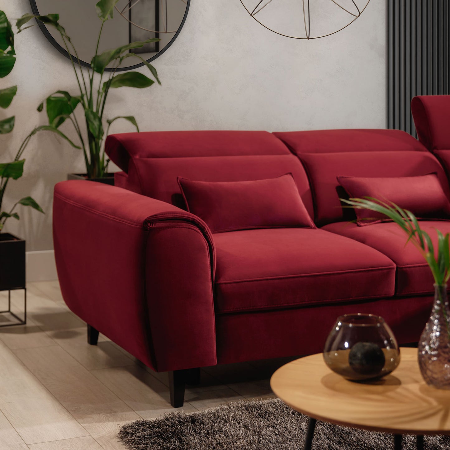 Foble Sectional Storage Sleeper Chaise Sofa - Burgundy