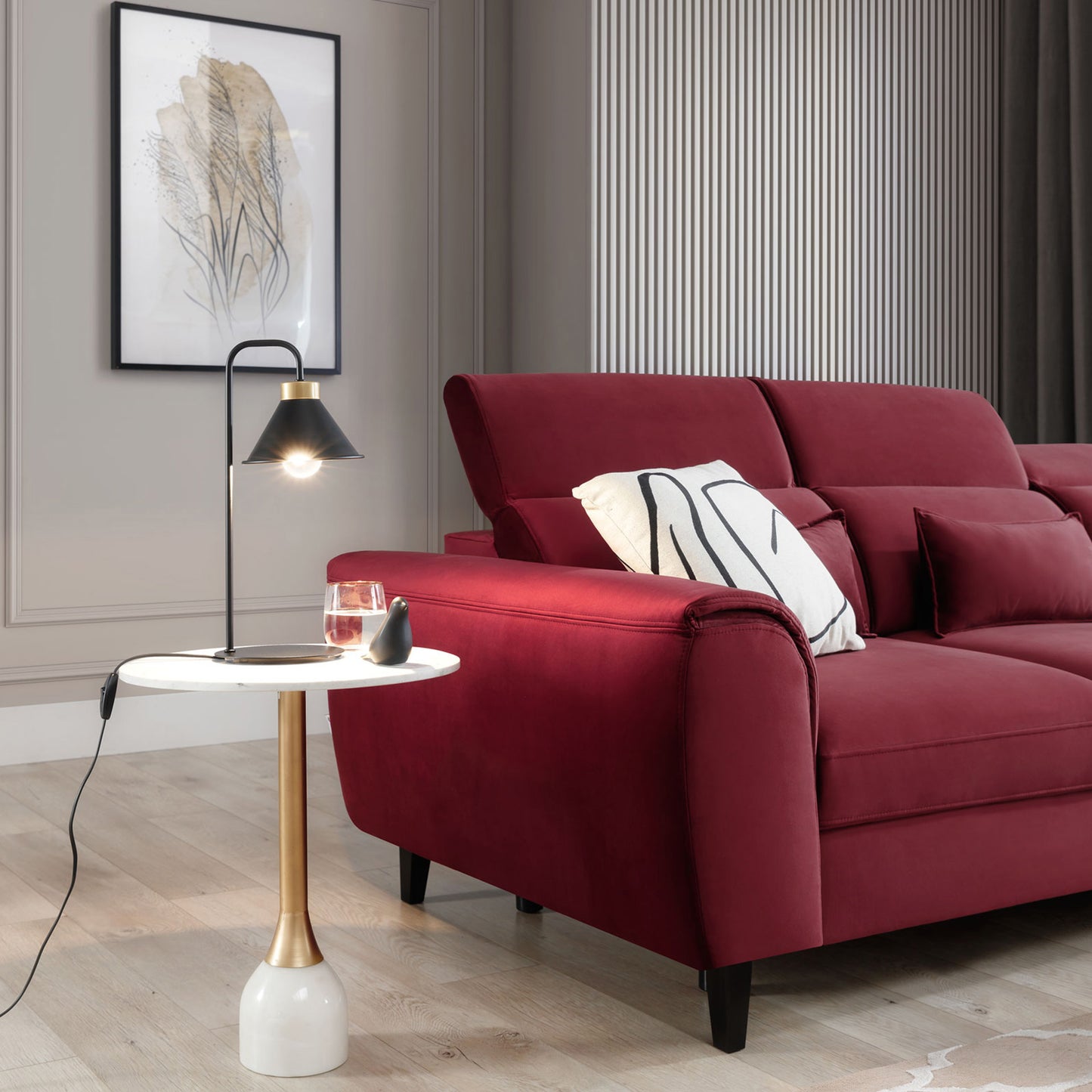 Foble Sectional Storage Sleeper Chaise Sofa - Burgundy