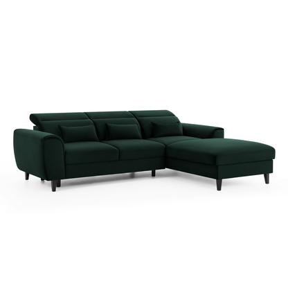 Foble Sectional Storage Sleeper Chaise Sofa - Emerald Green