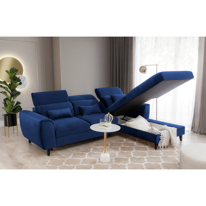 Foble Sectional Storage Sleeper Chaise Sofa - Royal Blue