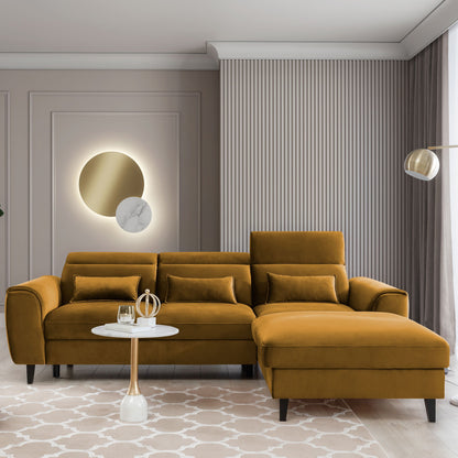 Foble Sectional Storage Sleeper Chaise Sofa - Mustard