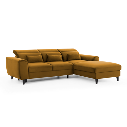 Foble Sectional Storage Sleeper Chaise Sofa - Mustard