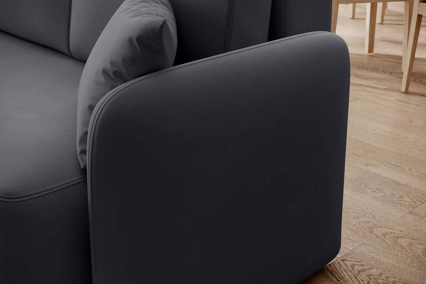 Hadson 3 Seater Storage Sleeper Chaise Sofa - Grey