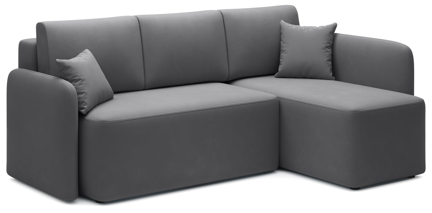 Hadson 3 Seater Storage Sleeper Chaise Sofa - Grey