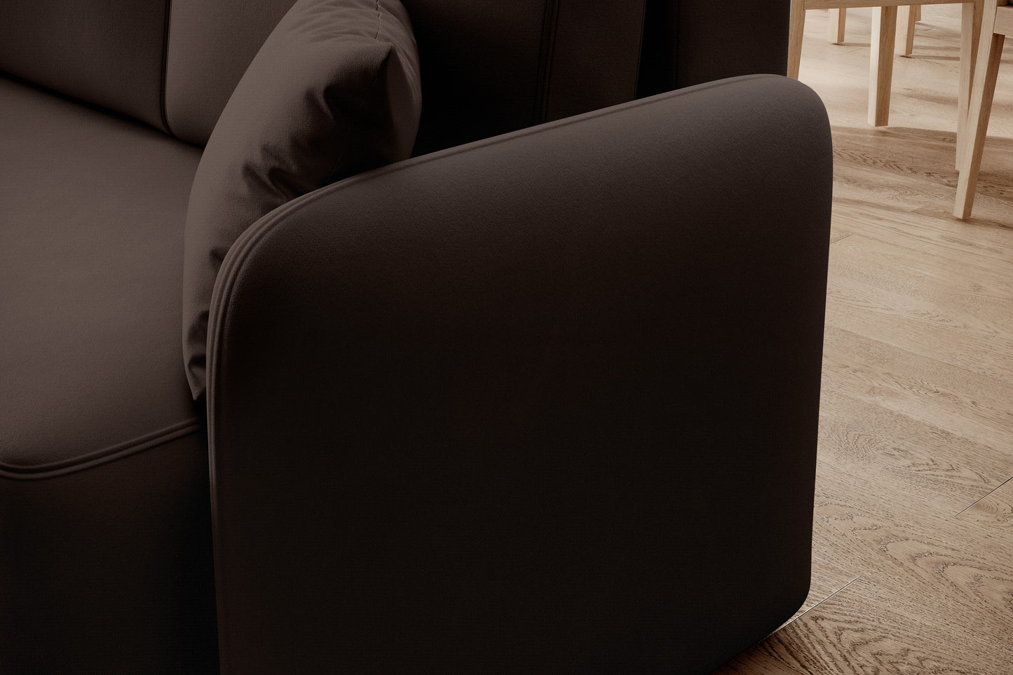 Hadson 3 Seater Storage Sleeper Chaise Sofa - Dark Brown