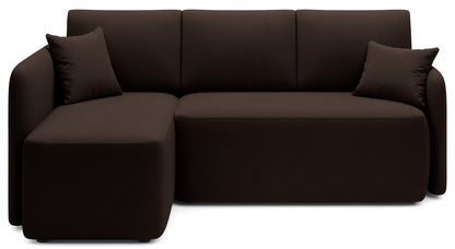 Hadson 3 Seater Storage Sleeper Chaise Sofa - Dark Brown