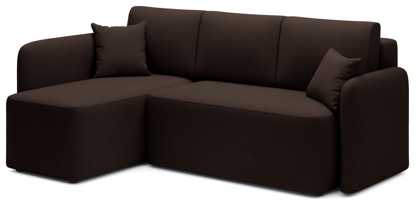 Hadson 3 Seater Storage Sleeper Chaise Sofa - Dark Brown
