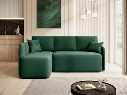 Hadson 3 Seater Storage Sleeper Chaise Sofa - Emerald Green