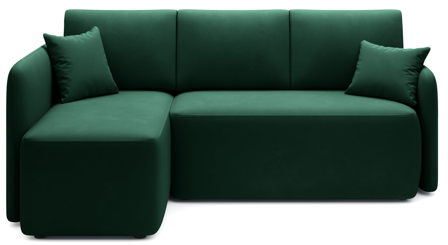 Hadson 3 Seater Storage Sleeper Chaise Sofa - Emerald Green