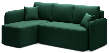 Hadson 3 Seater Storage Sleeper Chaise Sofa - Emerald Green