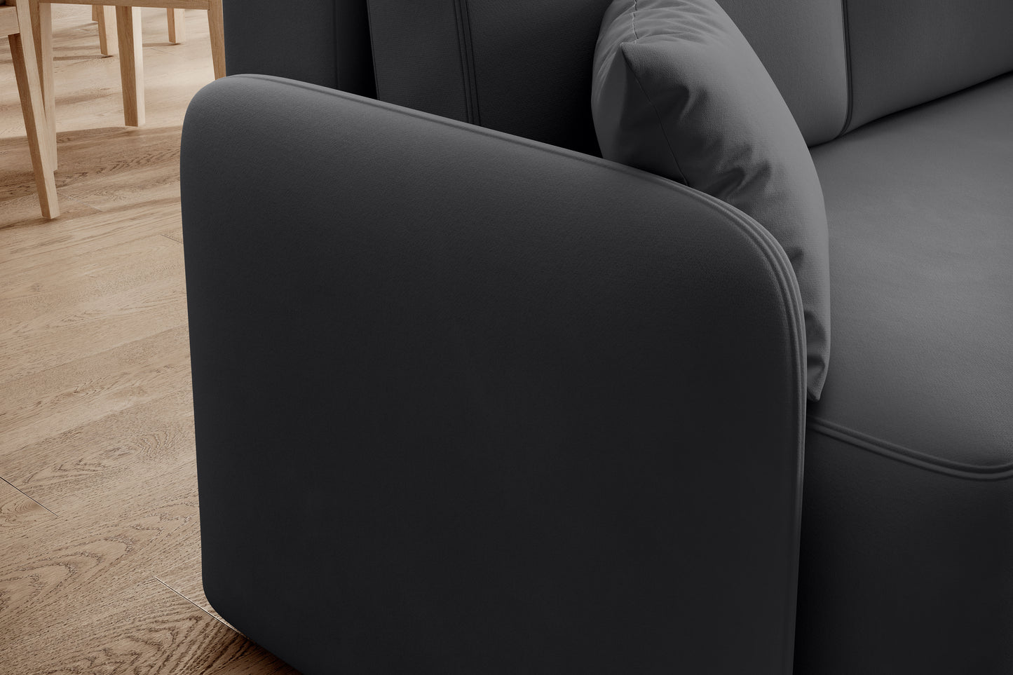 Hadson 3 Seater Storage Sleeper Chaise Sofa - Grey