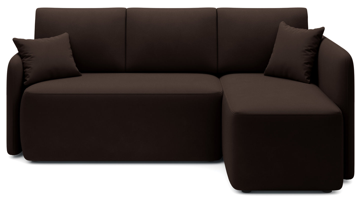 Hadson 3 Seater Storage Sleeper Chaise Sofa - Dark Brown