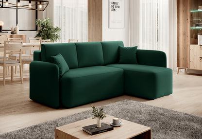 Hadson 3 Seater Storage Sleeper Chaise Sofa - Emerald Green