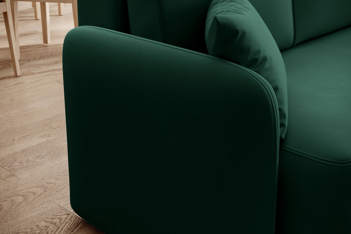 Hadson 3 Seater Storage Sleeper Chaise Sofa - Emerald Green