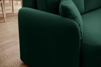 Hadson 3 Seater Storage Sleeper Chaise Sofa - Emerald Green