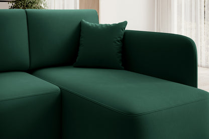Hadson 3 Seater Storage Sleeper Chaise Sofa - Emerald Green