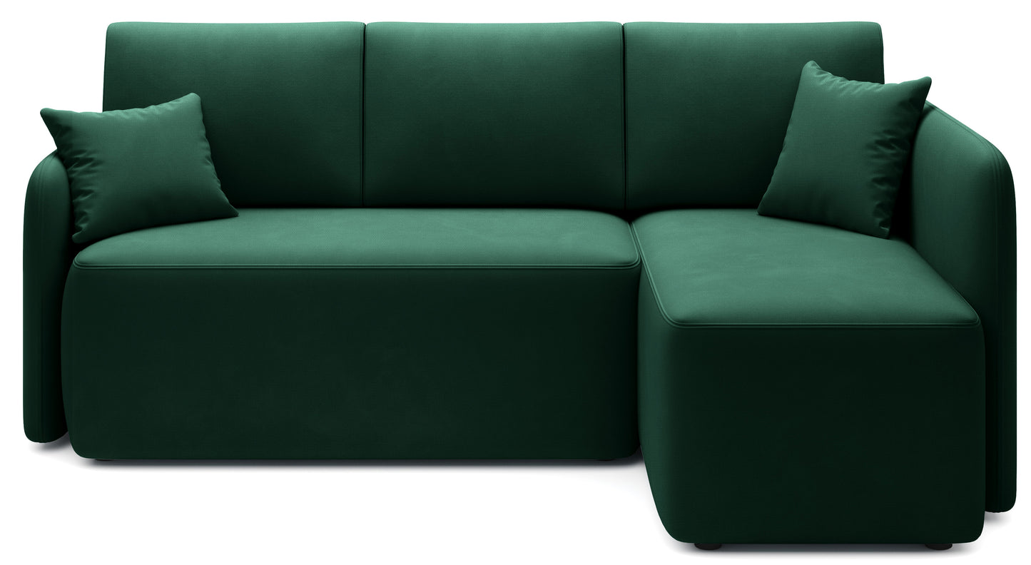Hadson 3 Seater Storage Sleeper Chaise Sofa - Emerald Green