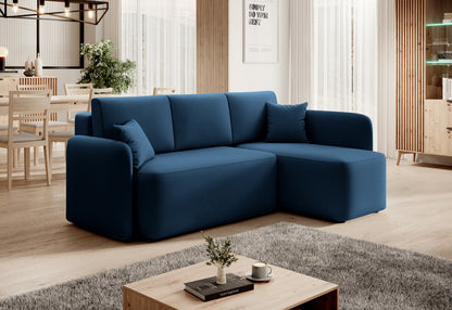 Hadson 3 Seater Storage Sleeper Chaise Sofa - Blue